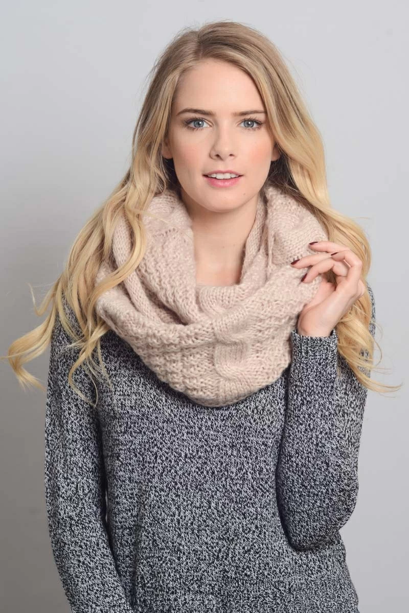 cable knit leto winter infinity scarf ivory cozy wholesale