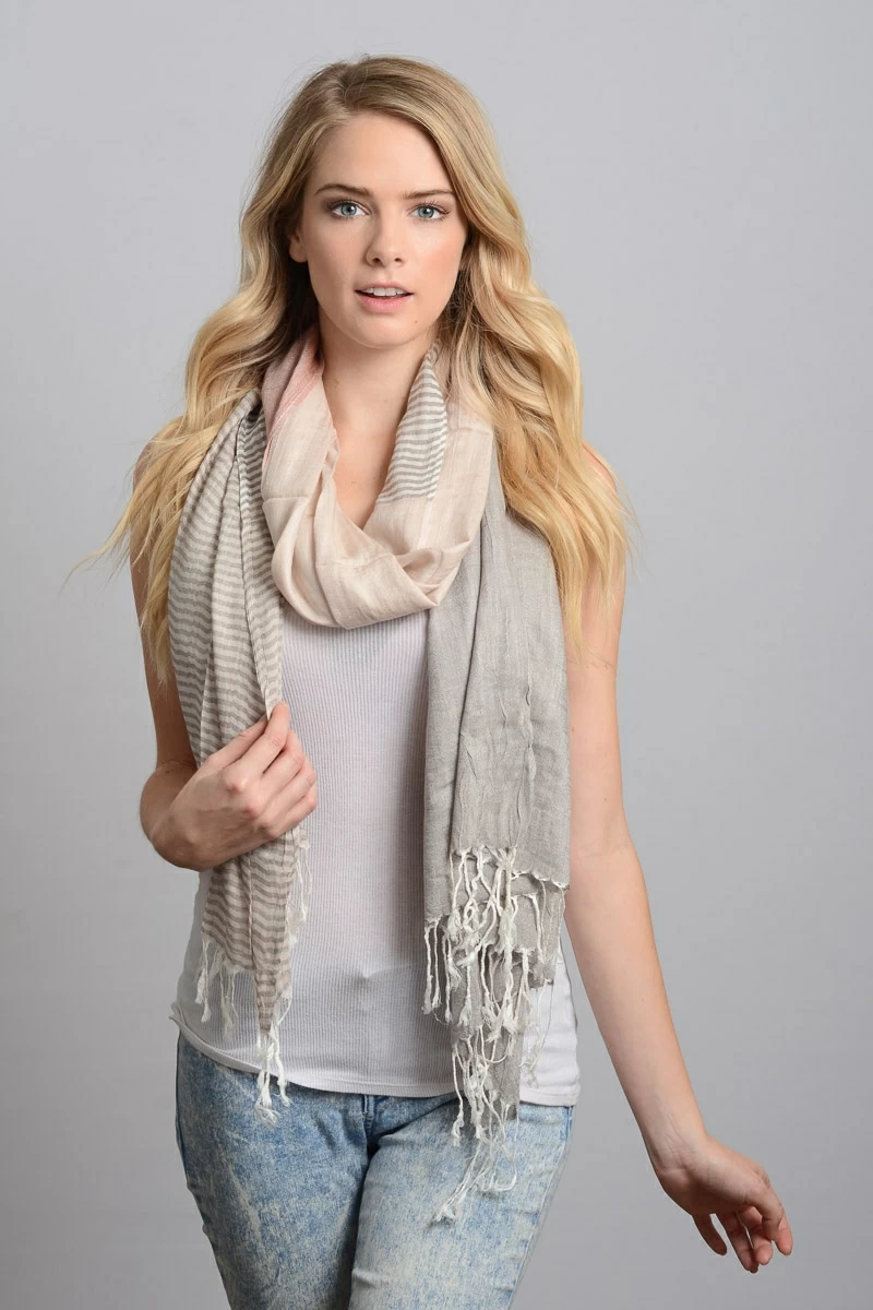 khaki color block cute scarf