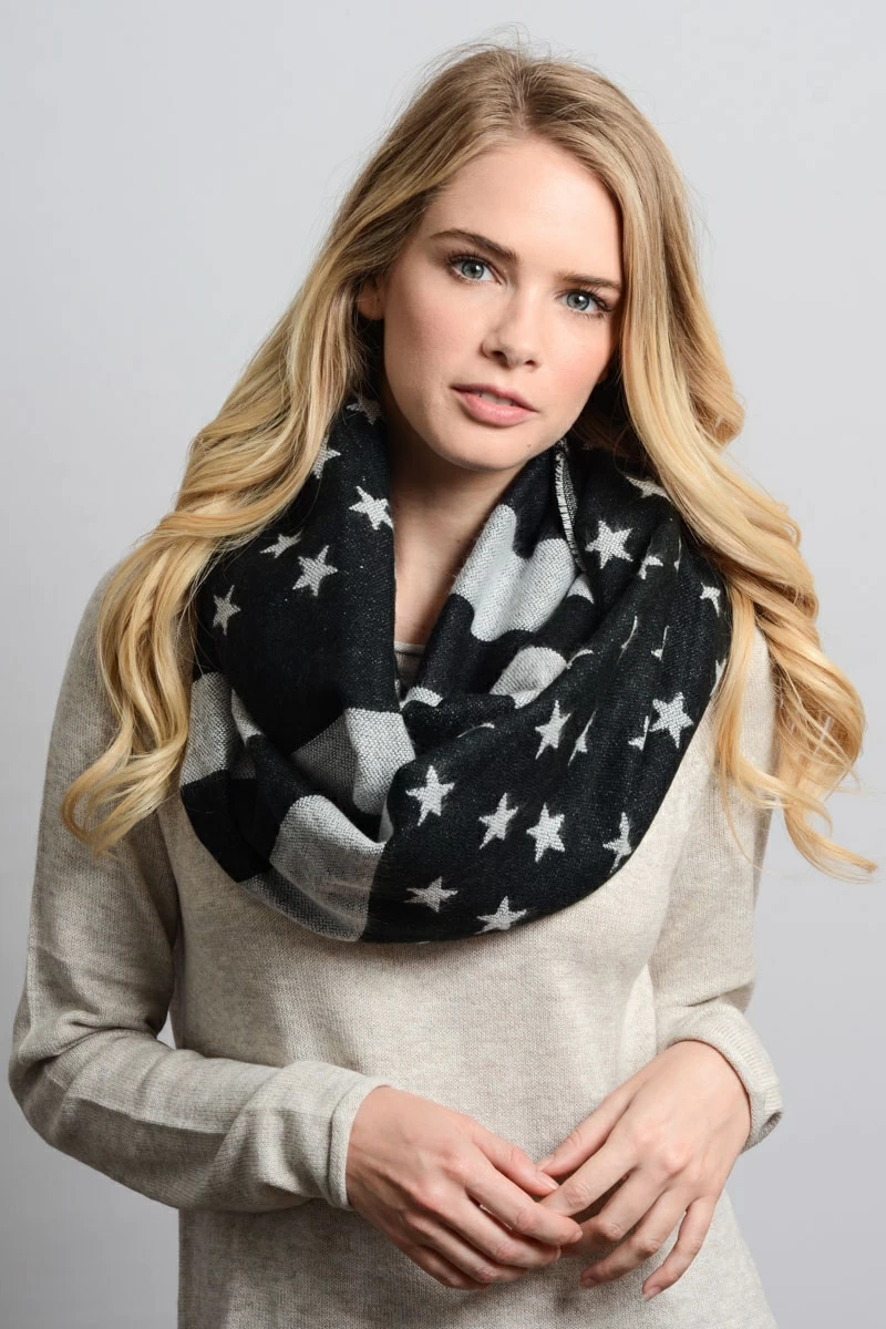 wholesale leto chunky american flag infinity scarf black