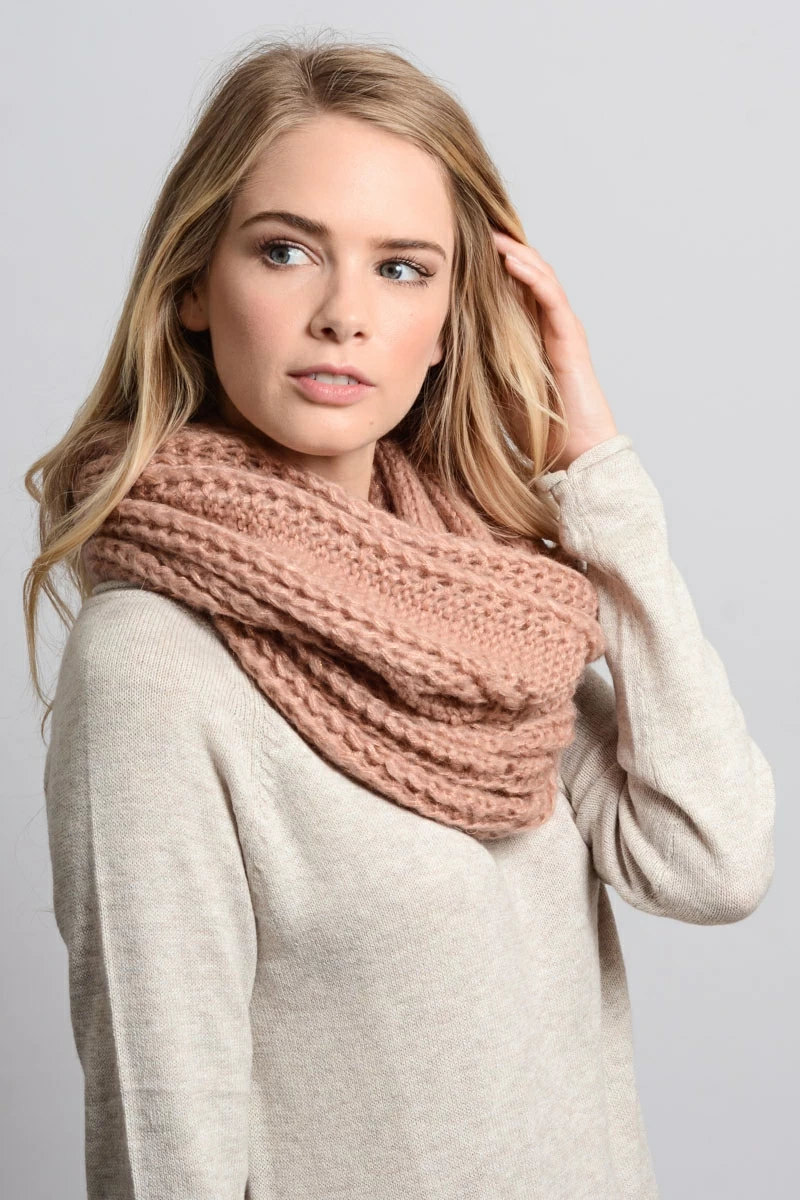 wholesale leto chunky comfy infinity scarf rose
