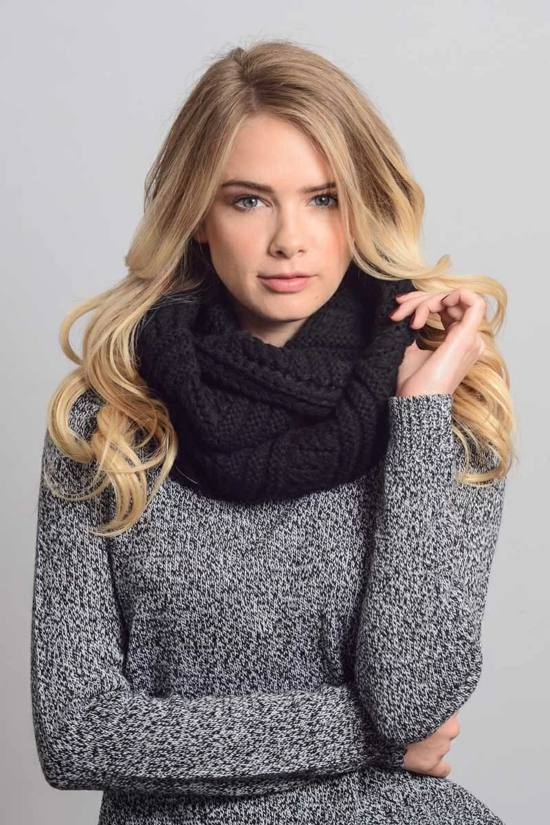 wholesale leto chunky ribbed knit scarf black