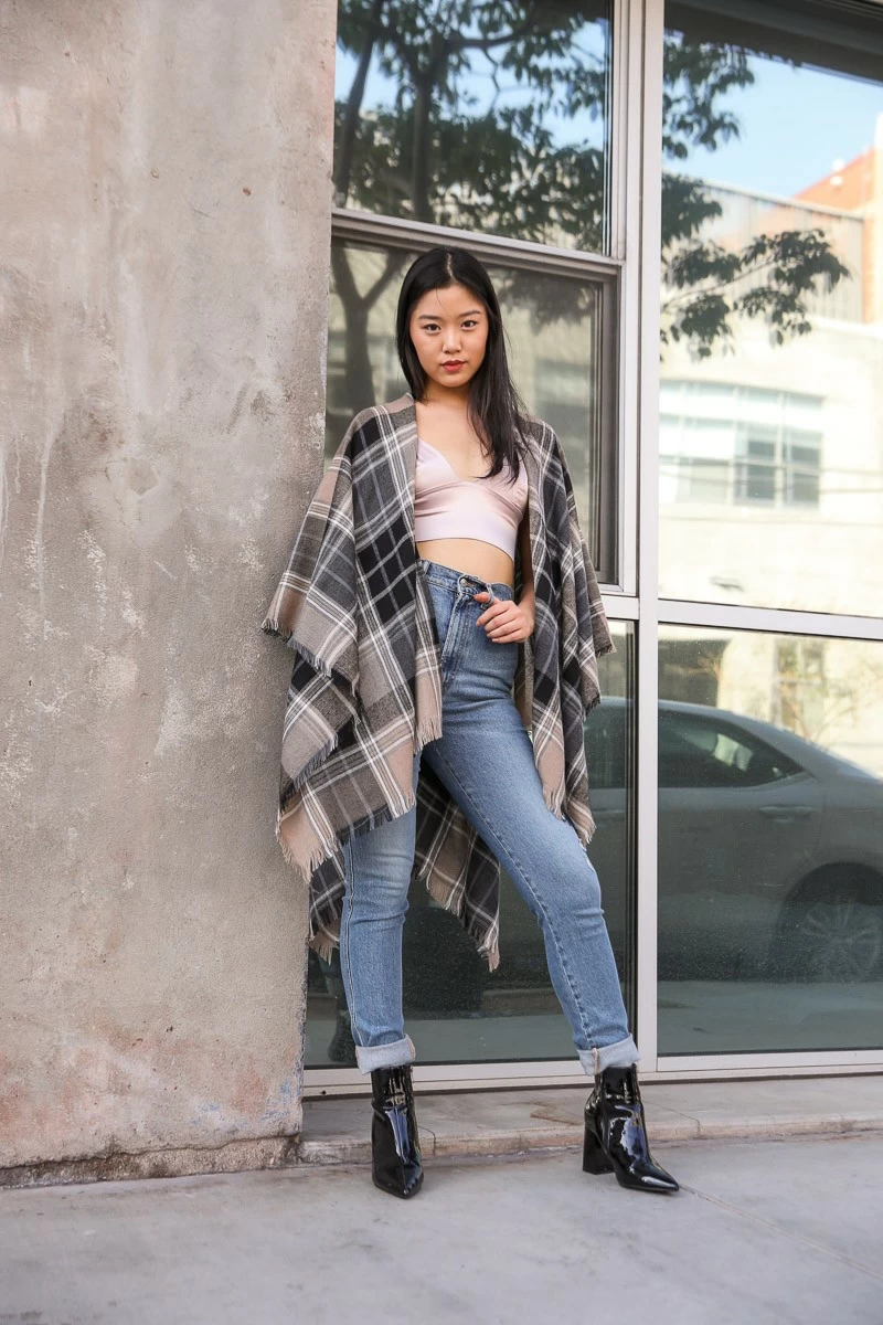 leto wholesale plaid poncho