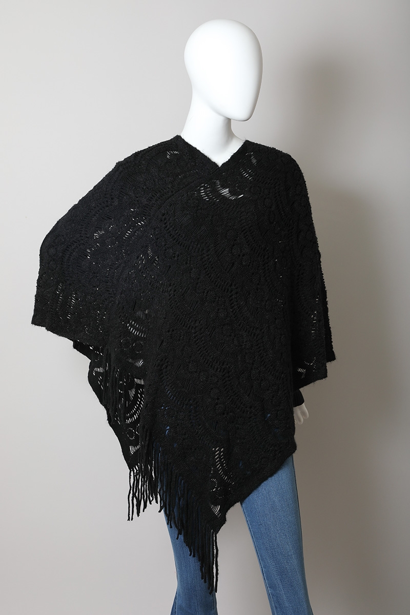 Scallop Knit Lace Poncho - Chic and Elegant Bohemian Wrap
