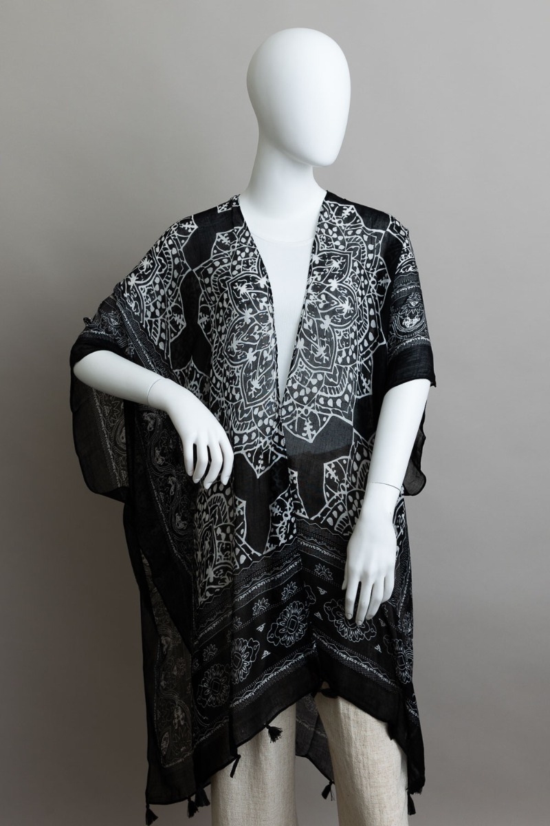 Black Tassel Abaya Kimono