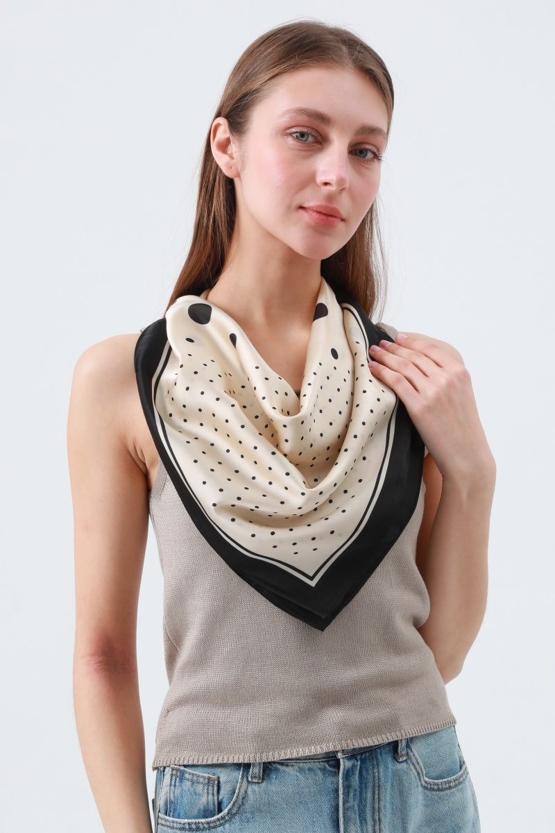 Black trim polka dot bandana classic summer square scarf
