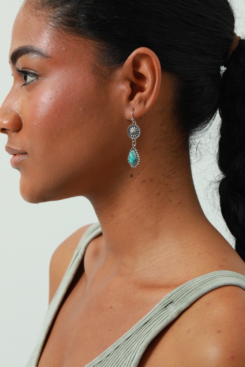 Bohemian blooms  vintage floral earrings with turquoise 6