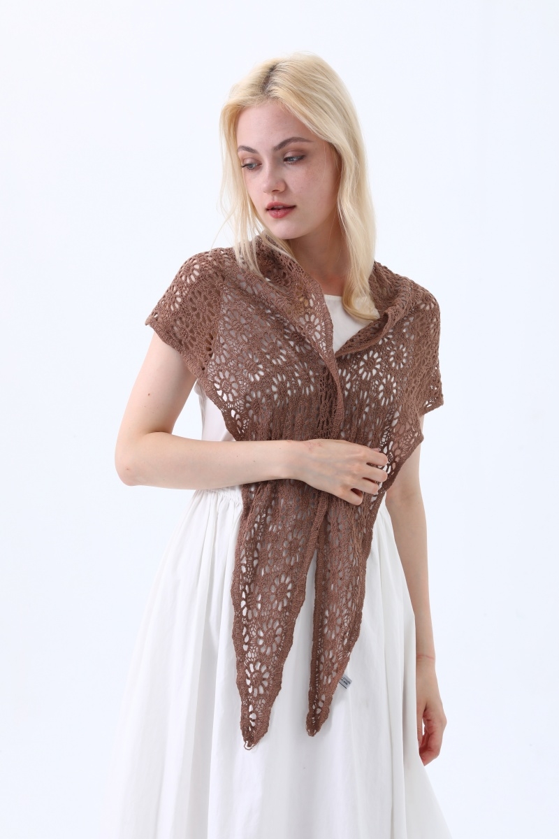 Bohemian crochet lace shawl lightweight triangle scarf head wrap   cover up 7
