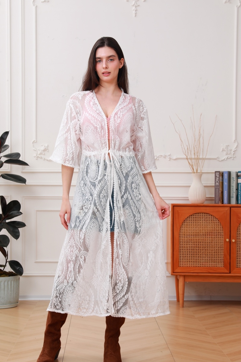 Bohemian long paisley kimono     sexy   versatile