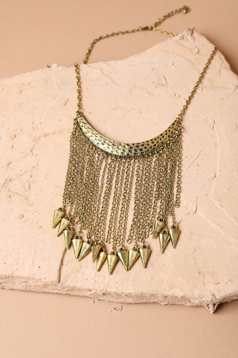 Bohemian tribal arrow necklace with unique tassel accents