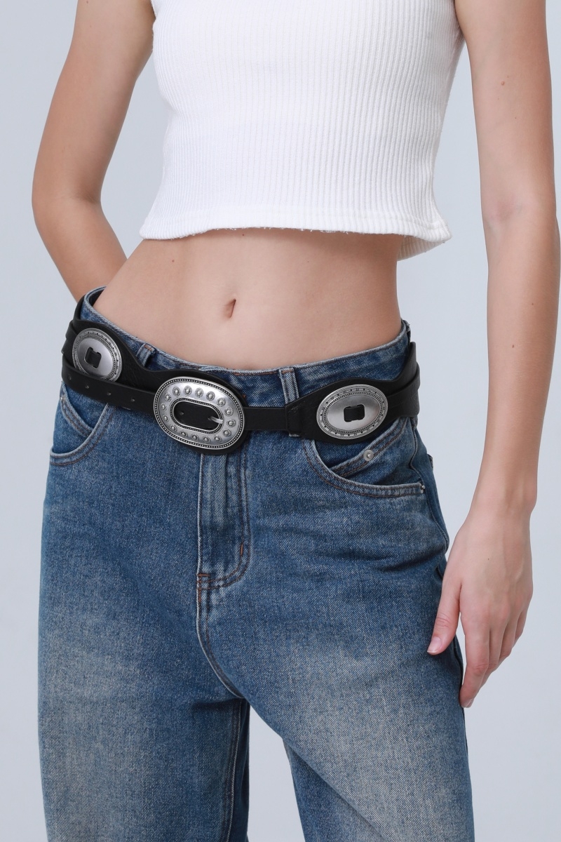 Bohemian western style pu belt for women versatile waist accessory
