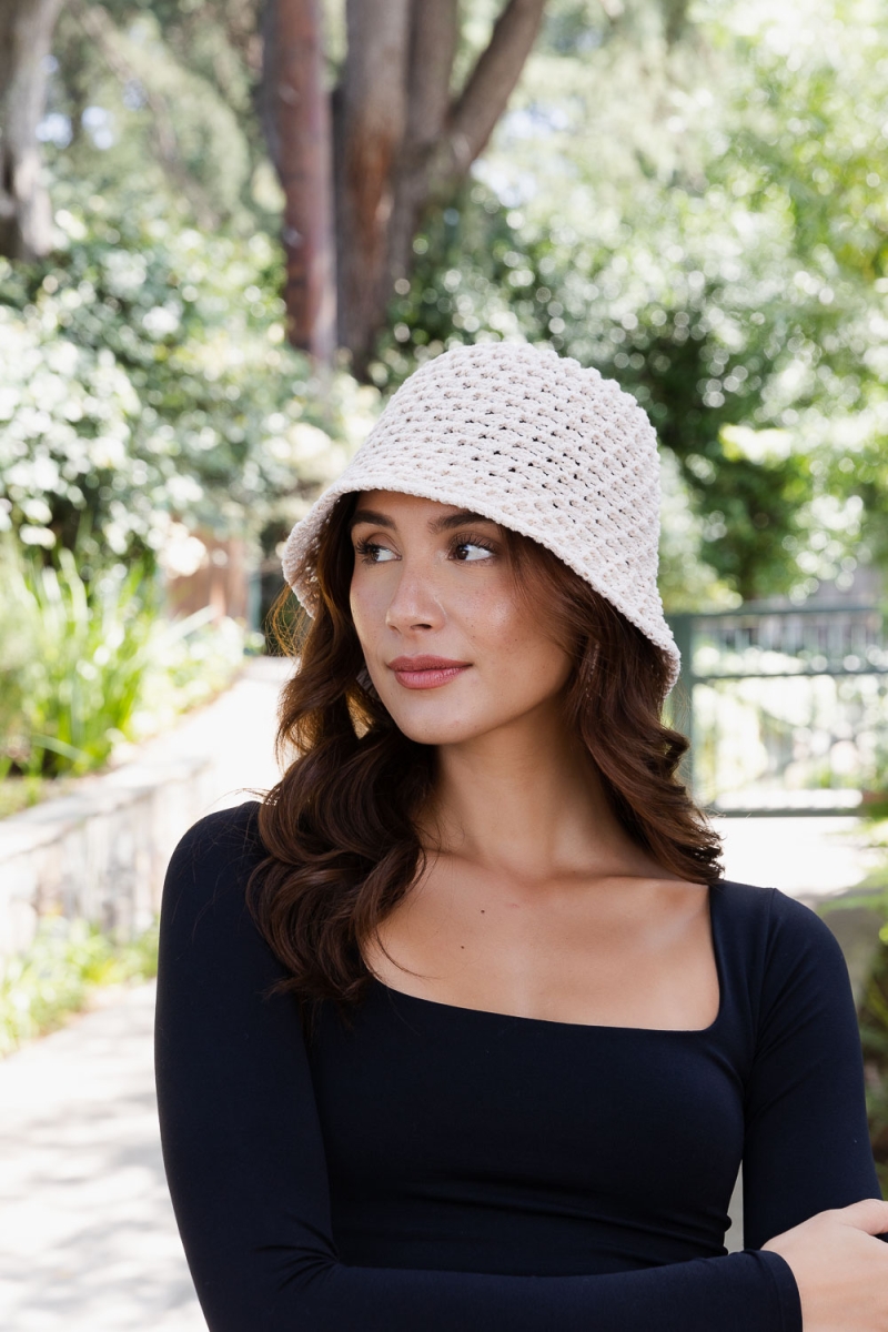 boho chic crochet bucket hat with twisted weave wholesale lightweight