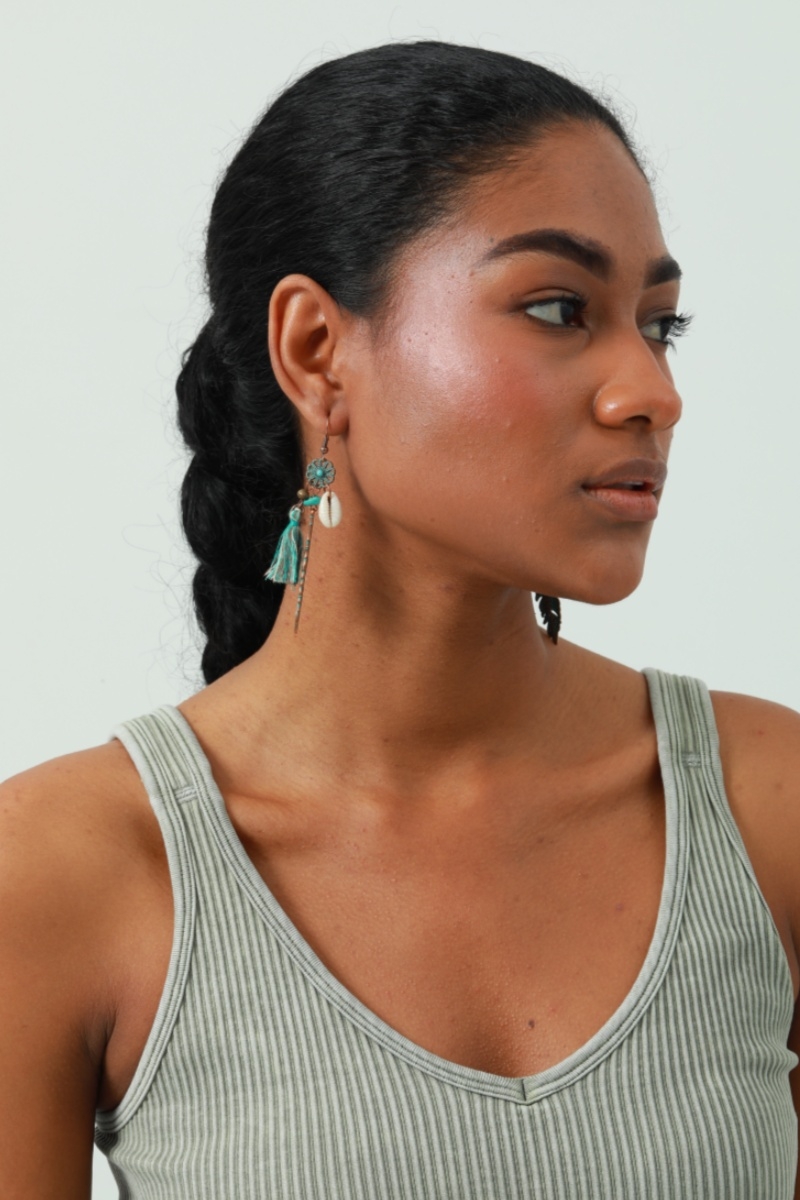 Boho earrings with dancing fringe   feathers 1