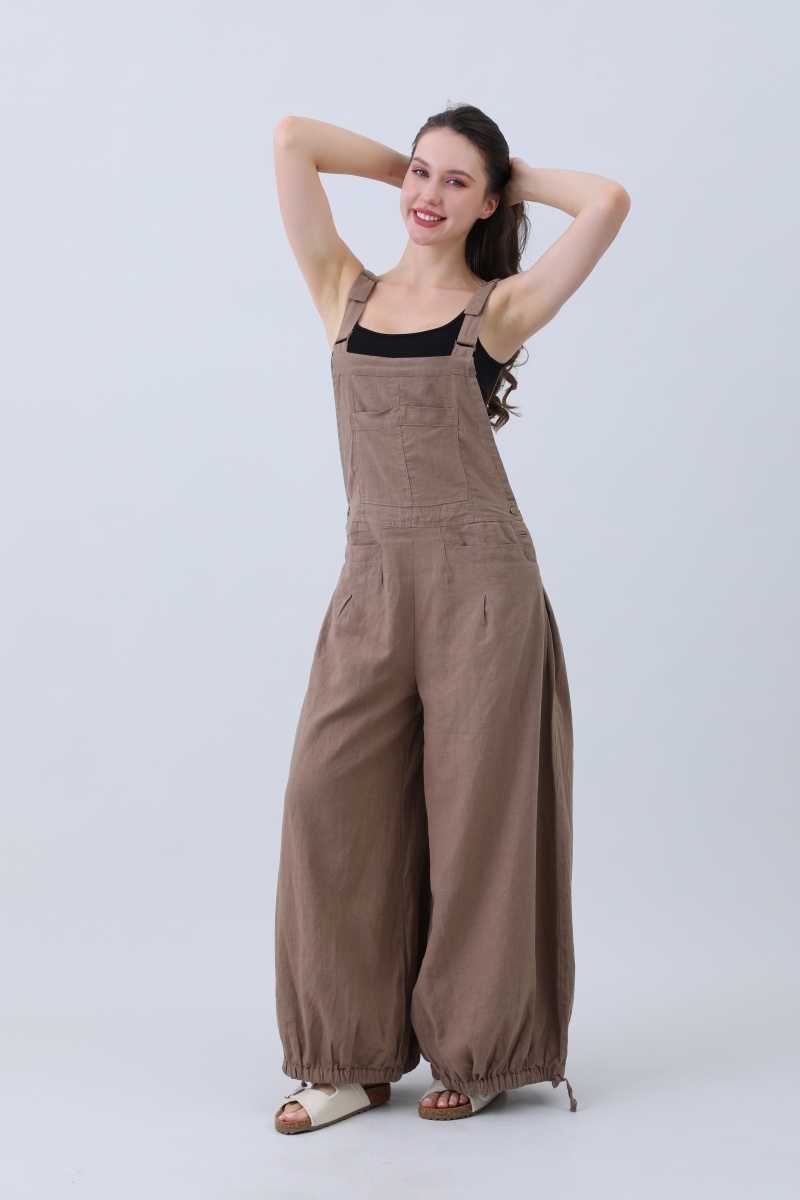 Boho linen jumpsuit     adjustable cuffs   comfortable wide fit 1