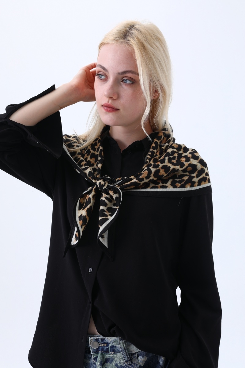 Chic leopard print silk feel scarf trendy shawl for daily and casual outfits 1