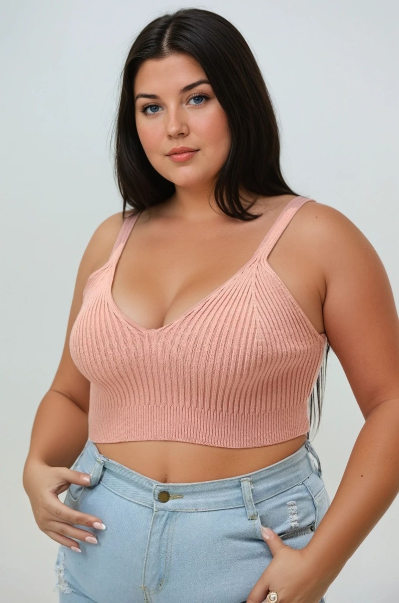 Cloudlike comfort meets style plus size contour rib knit brami