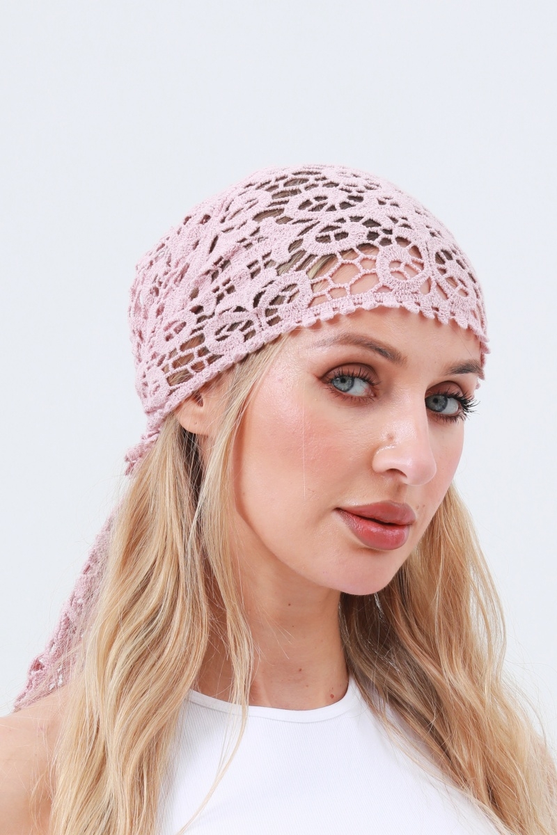 Crochet embroidered bandana shawl soft cotton for summer style
