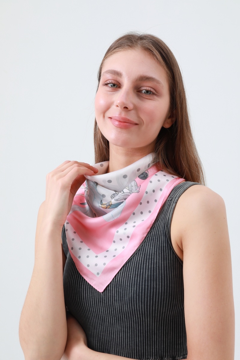 Delicate bellflower print bandana square style neckwear