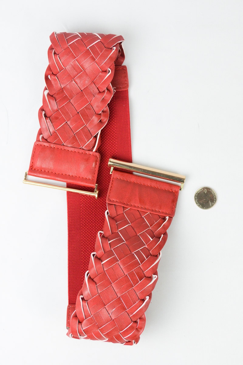 Elastic belt with braided front wholesale packs of 6 4