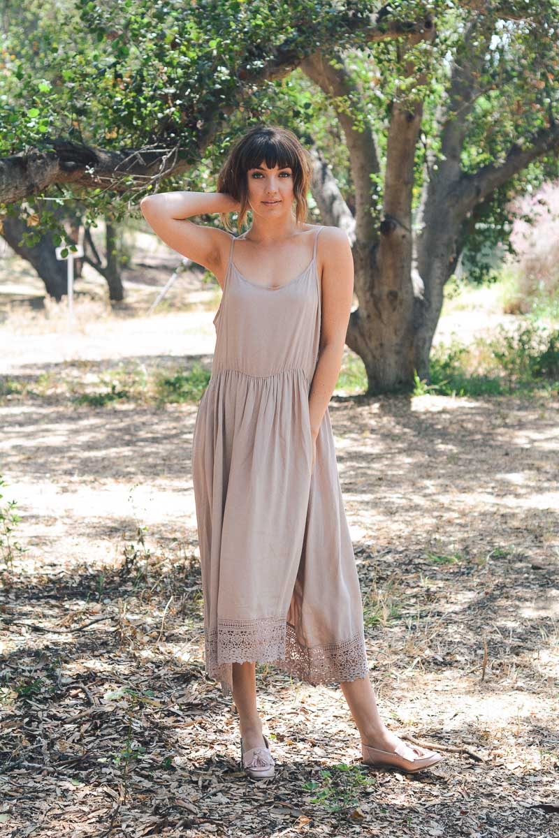 elegant lace trim slip dress wholesale