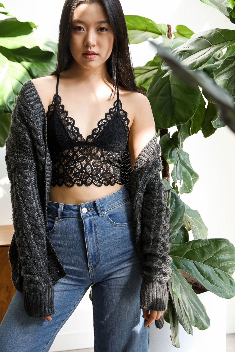 Floral lace racerback bralette     lightly padded   ultracomfy for everyday wear