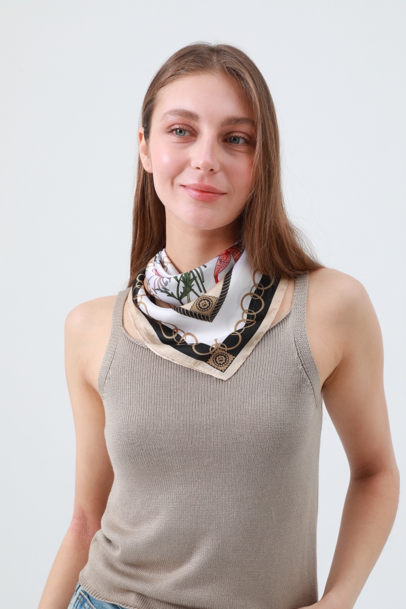 Floral vine print scarf silky lightweight neck   head wear