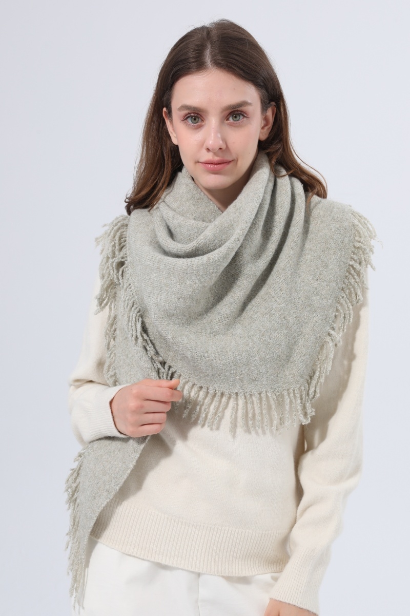 Frayed edge knit triangle shawl multi   style warm women scarf