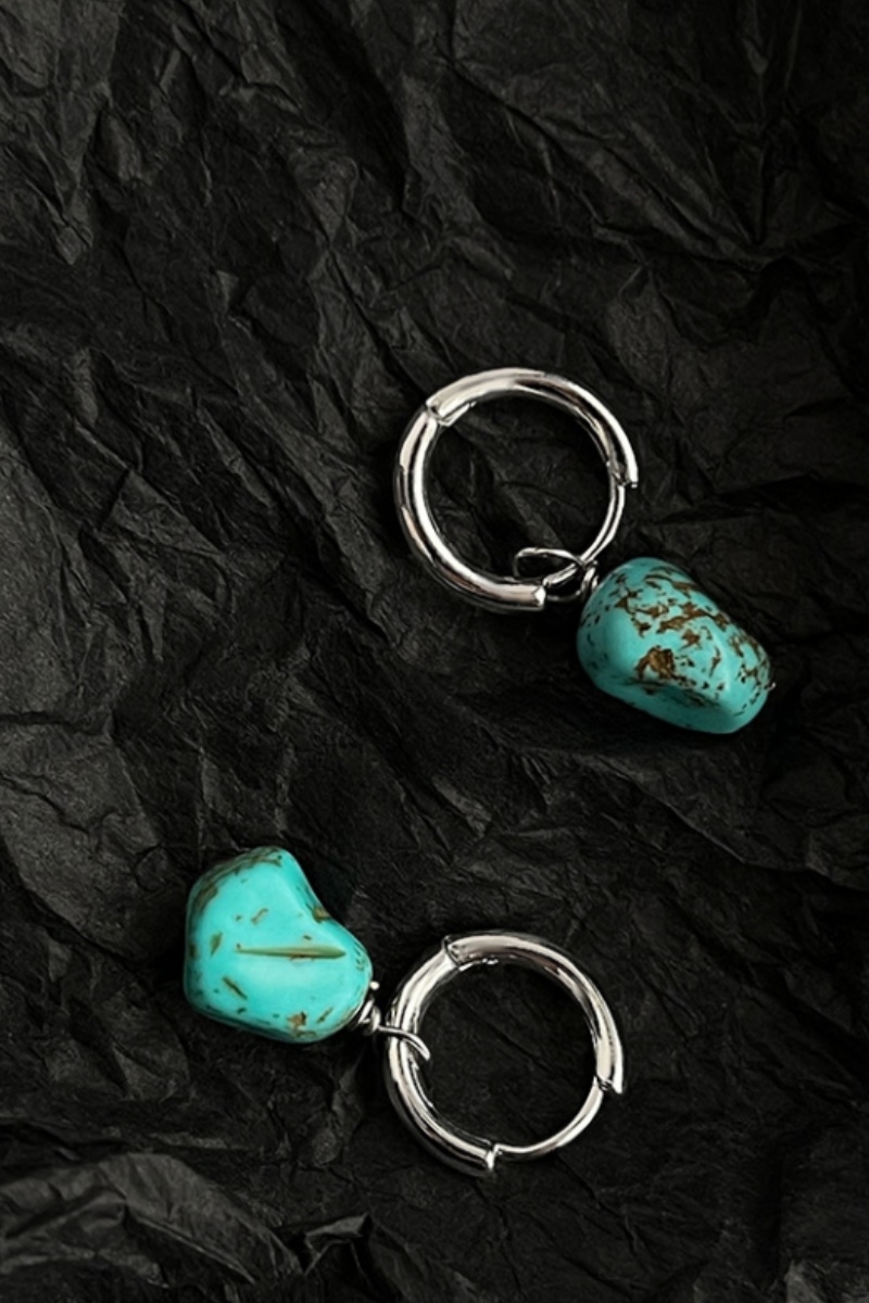 Freeform  irregular turquoise stone earrings