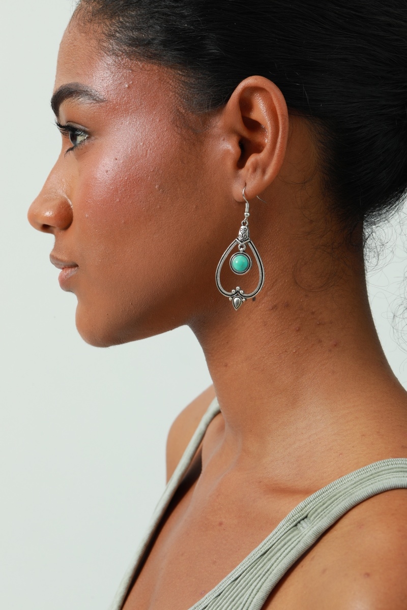 Freespirited earrings  heart cutouts and round turquoise accents 3