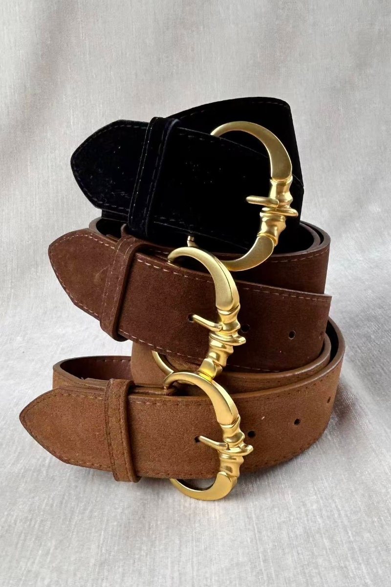 Geometric buckle suede belt modern pu leather strap     11