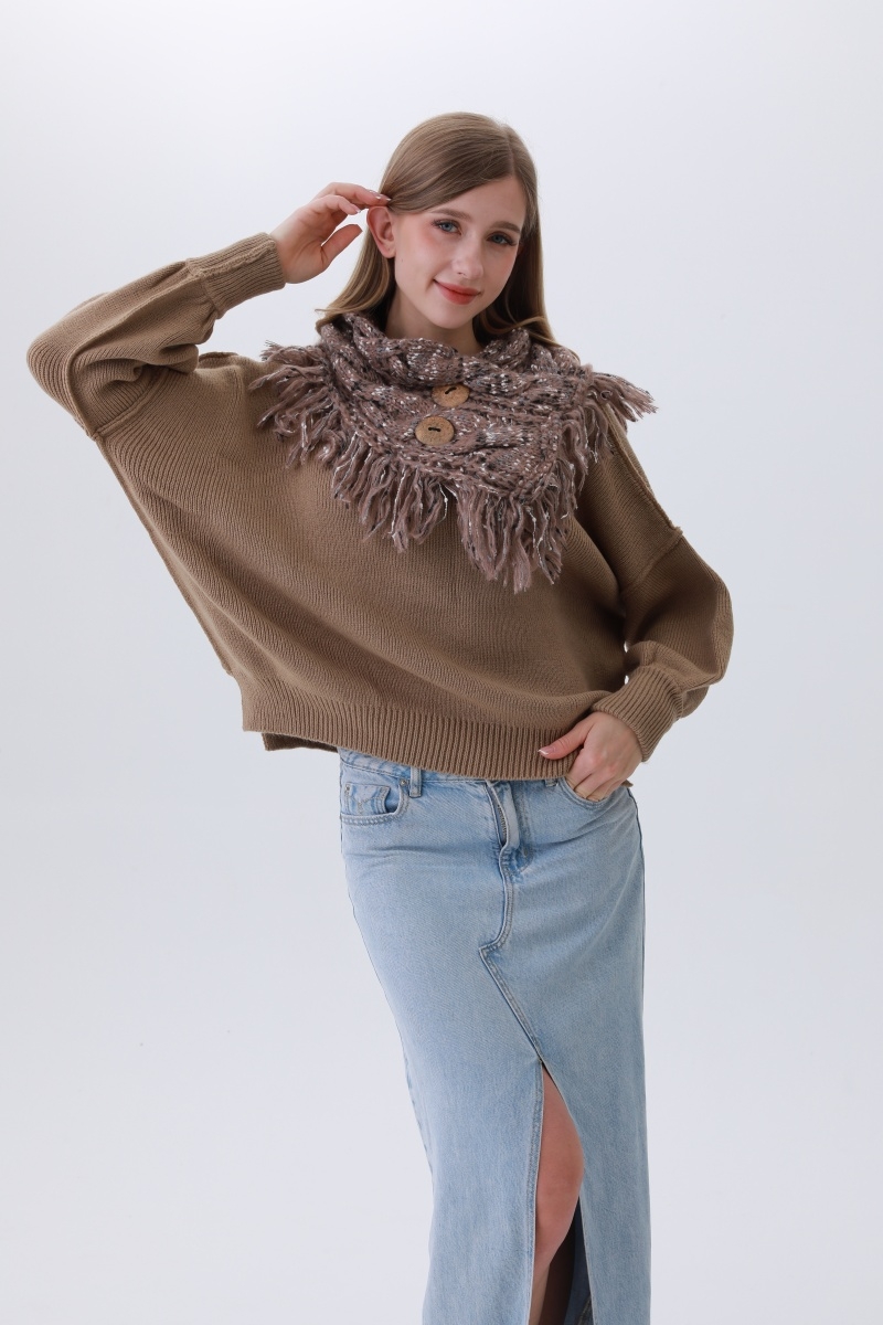Handloomed shoulder cape     rustic coconut fasteners 9