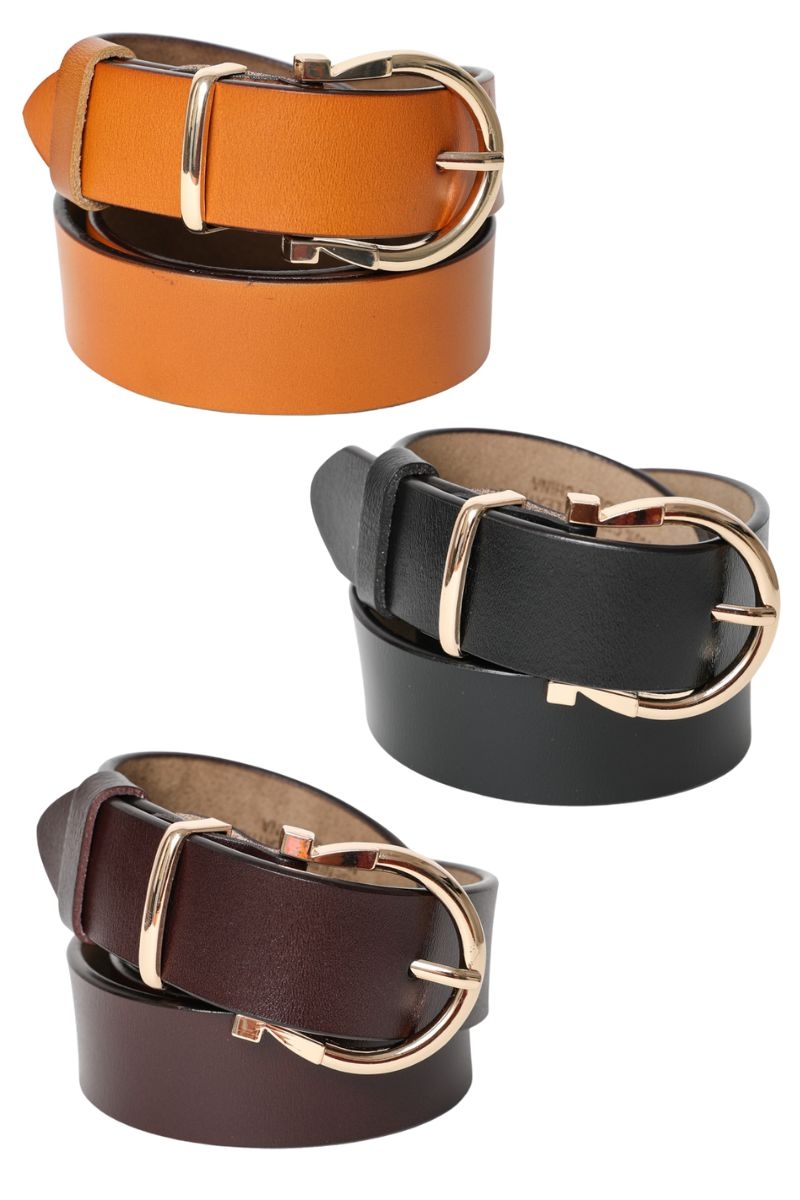 Horseshoe gold buckle belt wholesale packs of 6