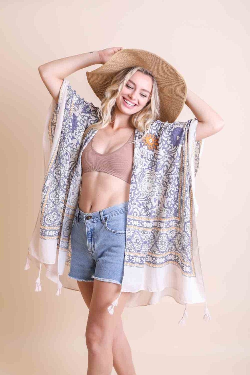 Ivory Touch of Morocco Tapestry Tassel Wholesale Kimono Vendor Supplier Made in China Low Minimum Cheap Price Profitable High Sell-through Fast Shipping Bulk Order
