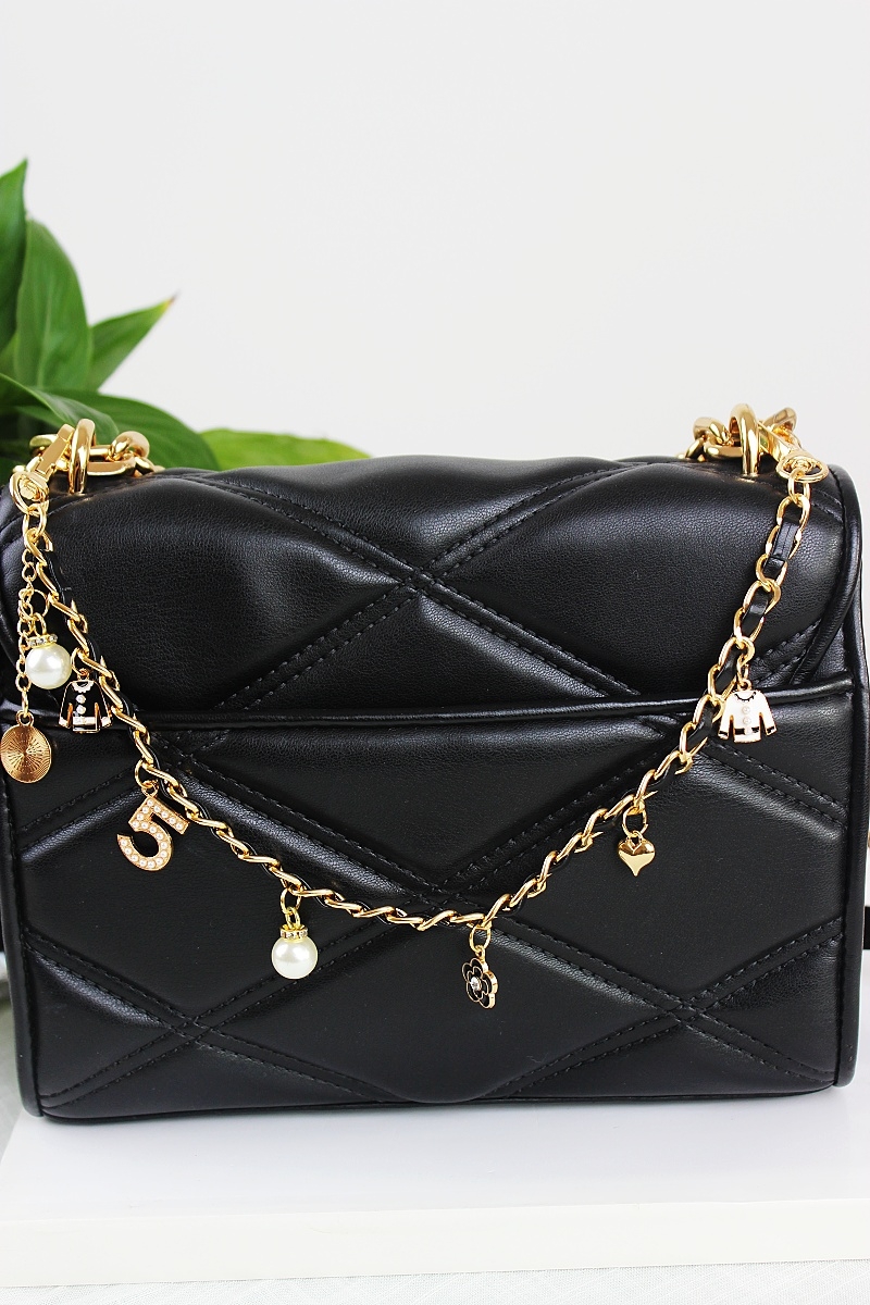 Leather interwoven chain strapchanelinspired pearl 