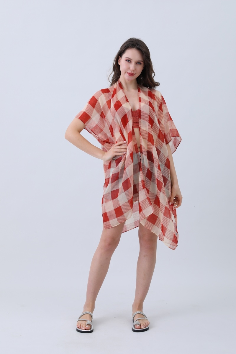 Lightweight buffalo check kimono