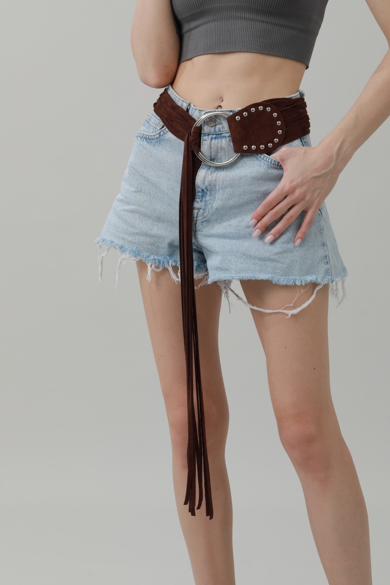 Long fringe waist cincher     vintage draped sash belt for women