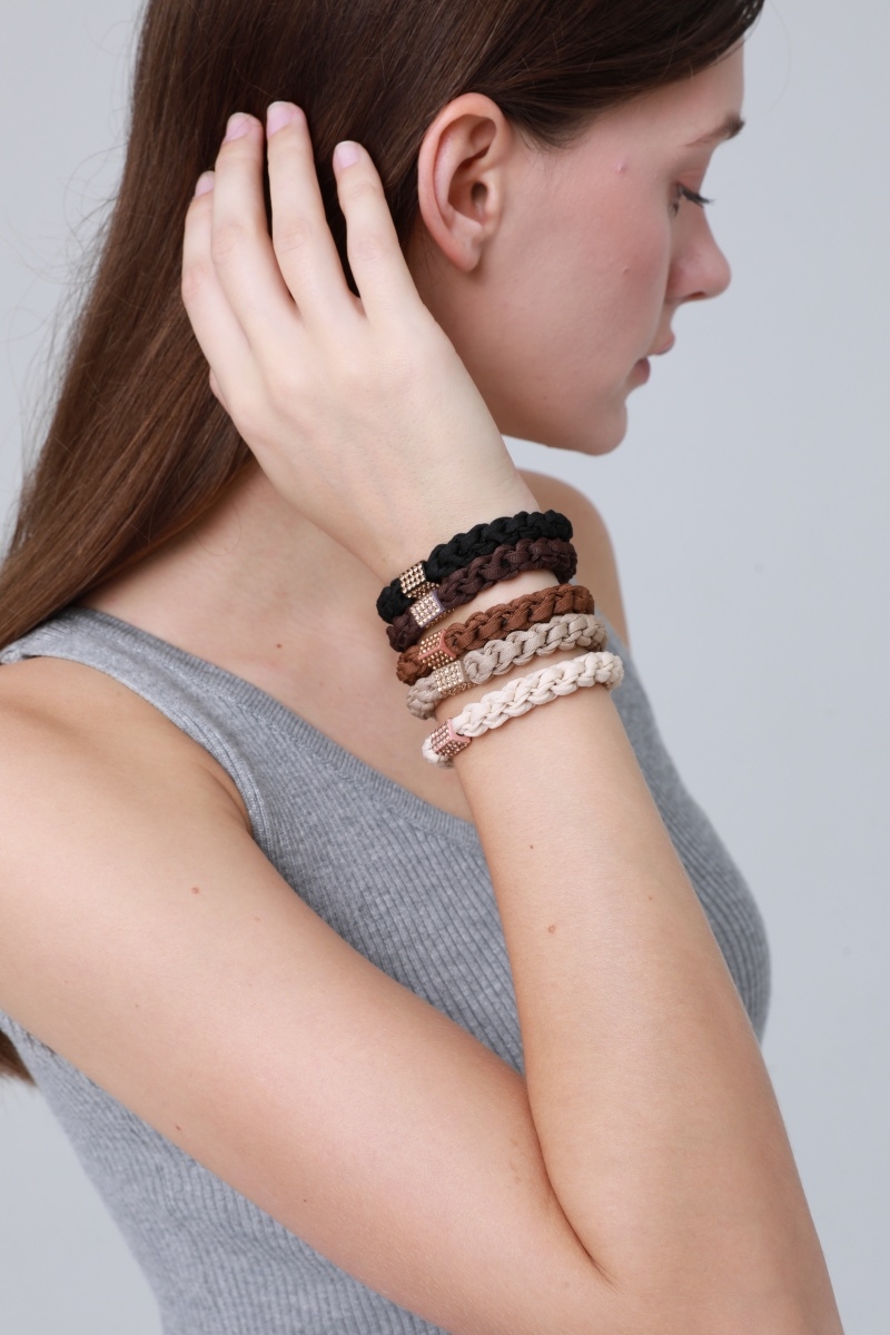 Luxury vintage elastic hair ties     square stone charm