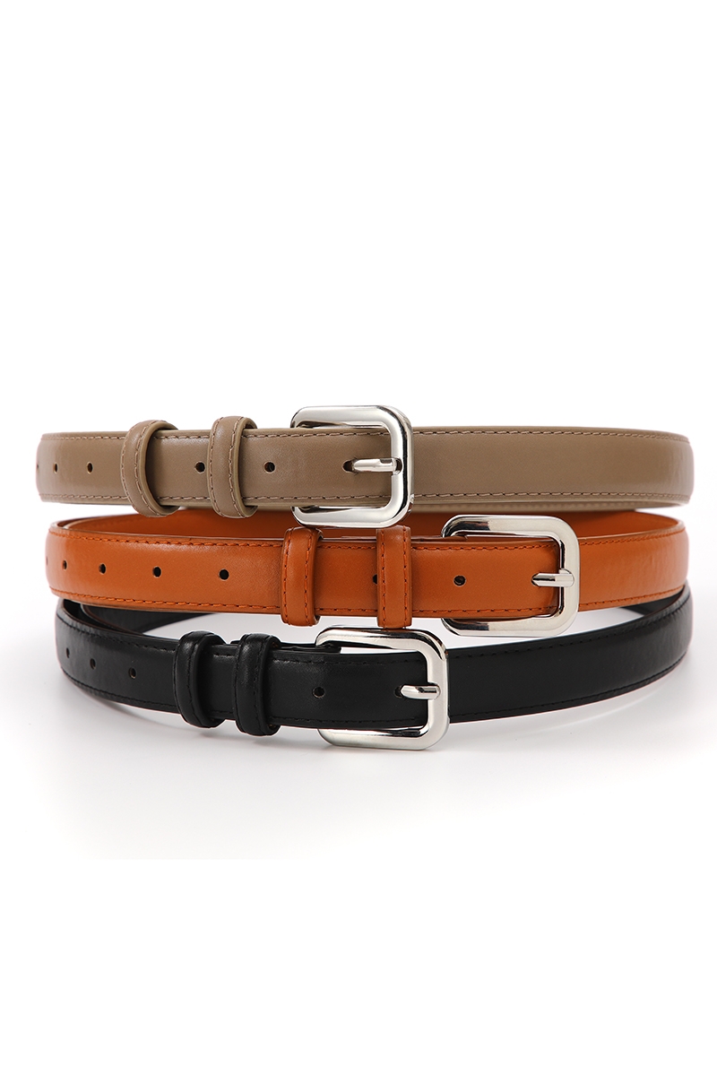 Sleek Classic Silver Buckle Belt - Timeless Leather