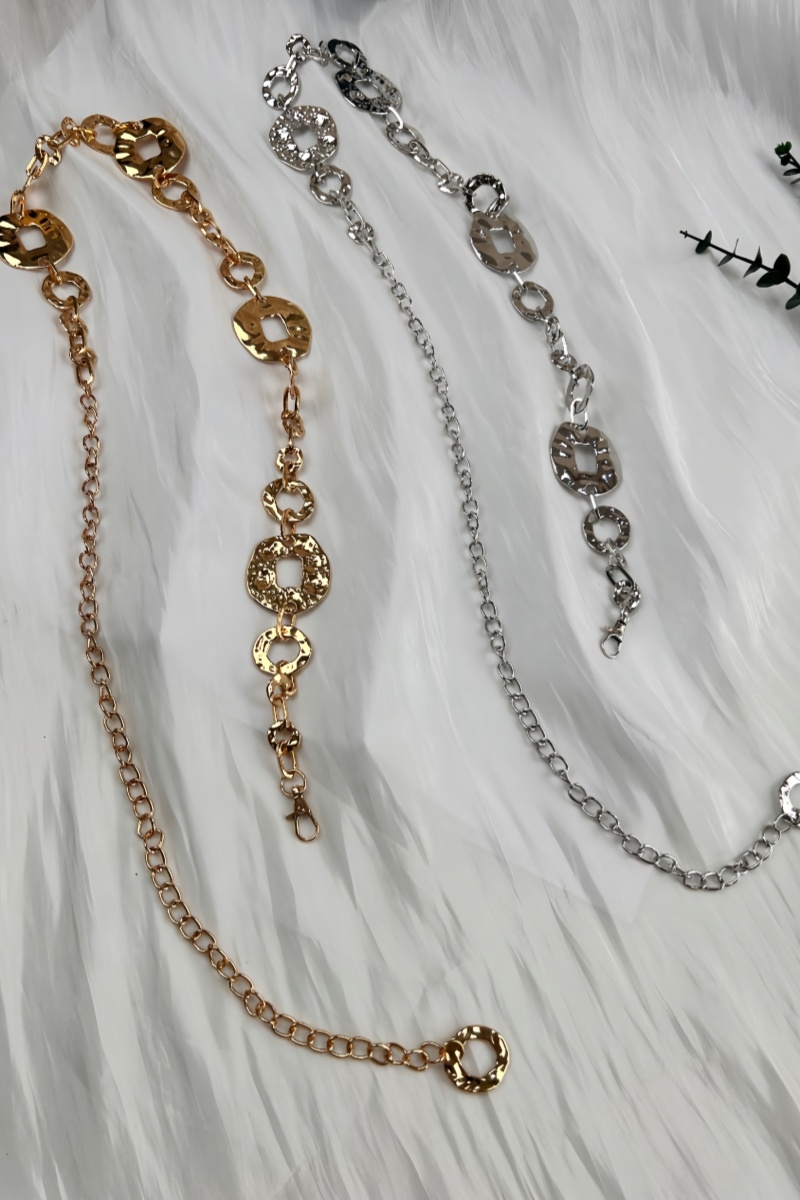 Metal hollowout disc waist chain for women trendy   versatile