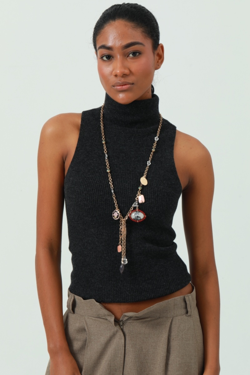 New floral crane teardrop pendant necklace for women
