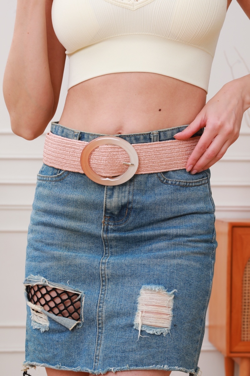 Oval buckle elastic belt     simple   versatile