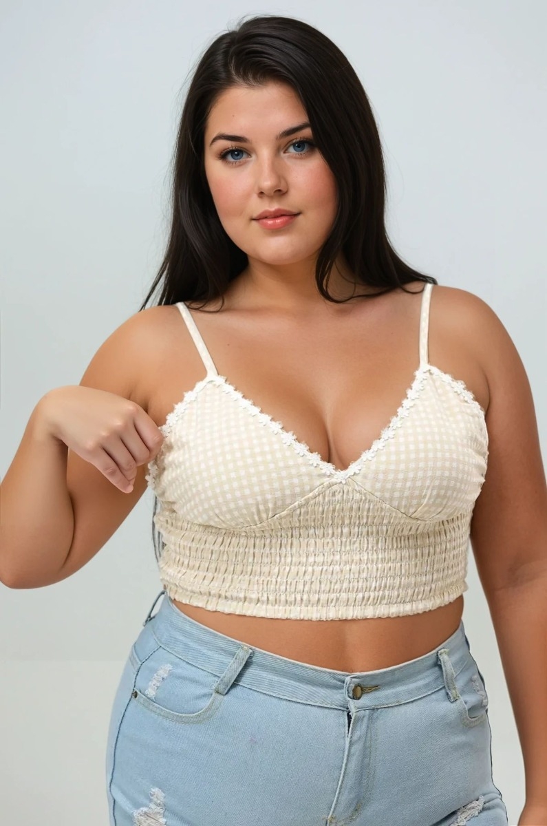 Plus daisy   gingham smocked bralette