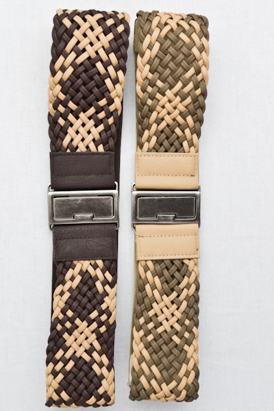 Rectangular clasp braided belt in multiple colors, front view