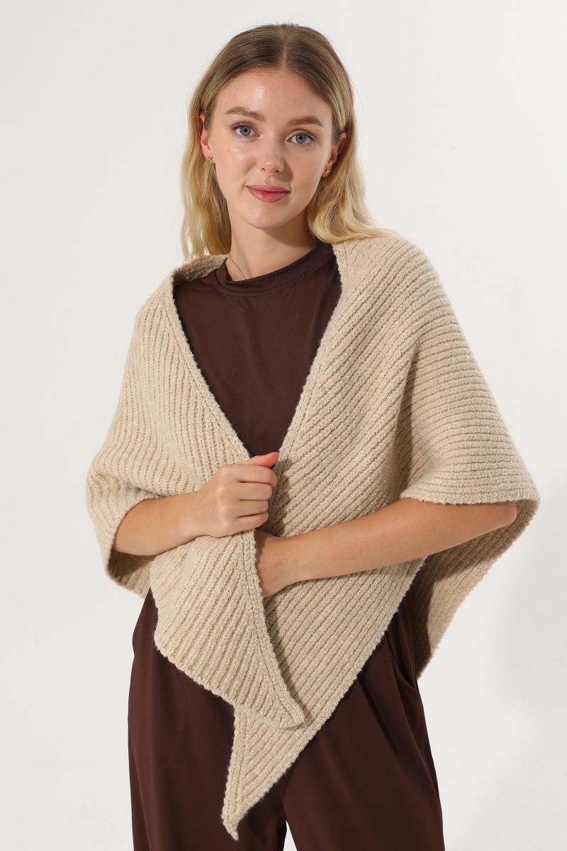 Ribbed knit multi   way wear warm shawl wrap