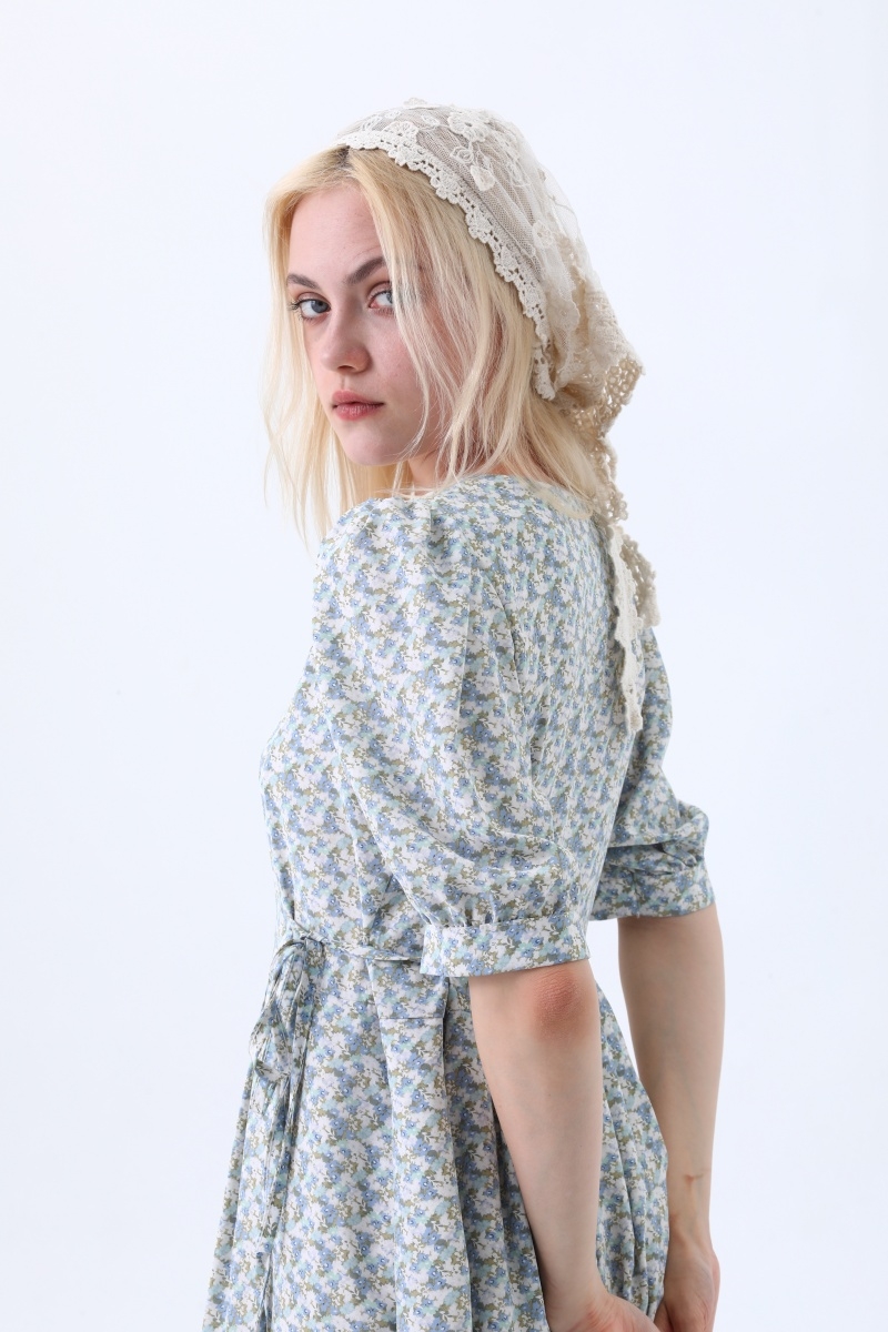 Romantic lace mesh embroidered head wrap floral sheer hair bandana