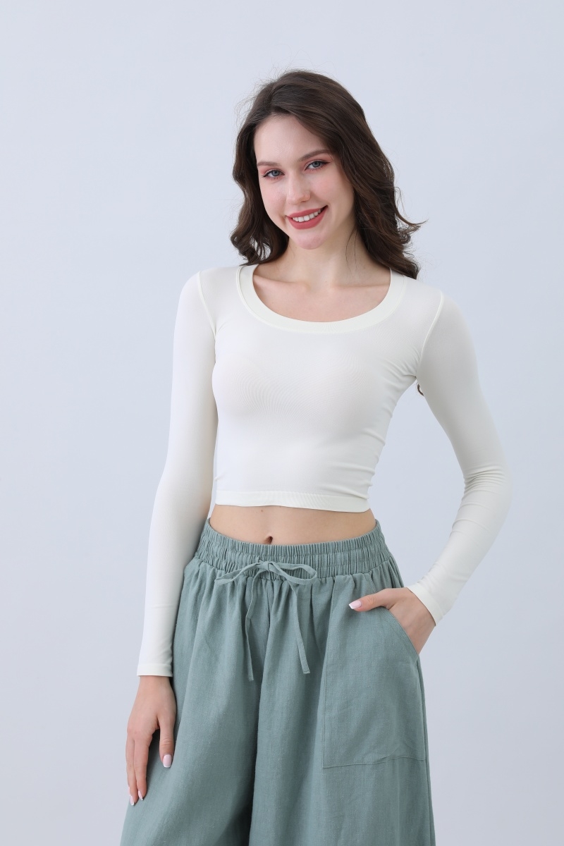 Secondskin long sleeve crop top     seamless   breathable 5