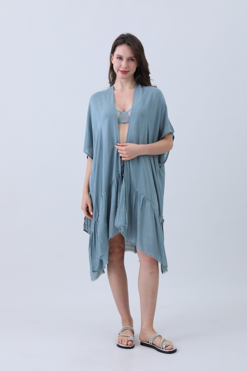 Solid ruffle edge kimono     chic and elegant