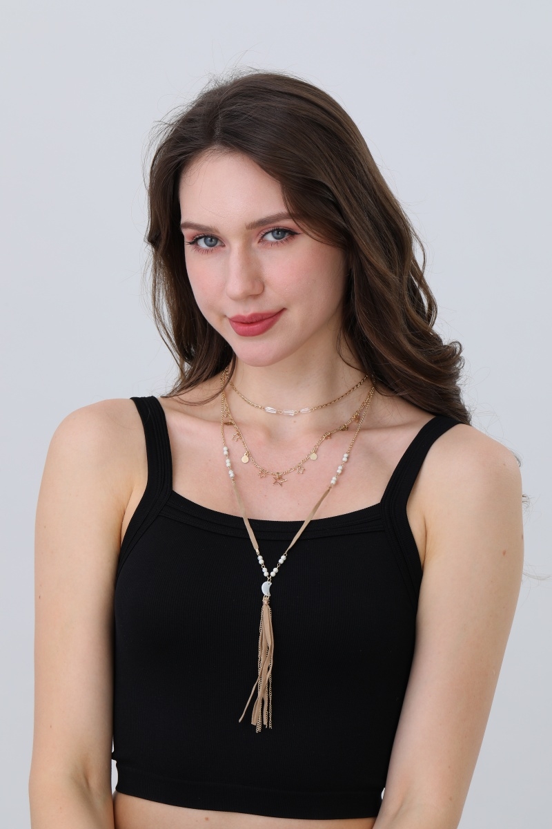 Starlit harmony layered tassel necklace 4