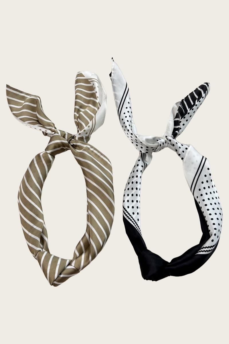 Striped silky bandana     multipurpose fashion scarf
