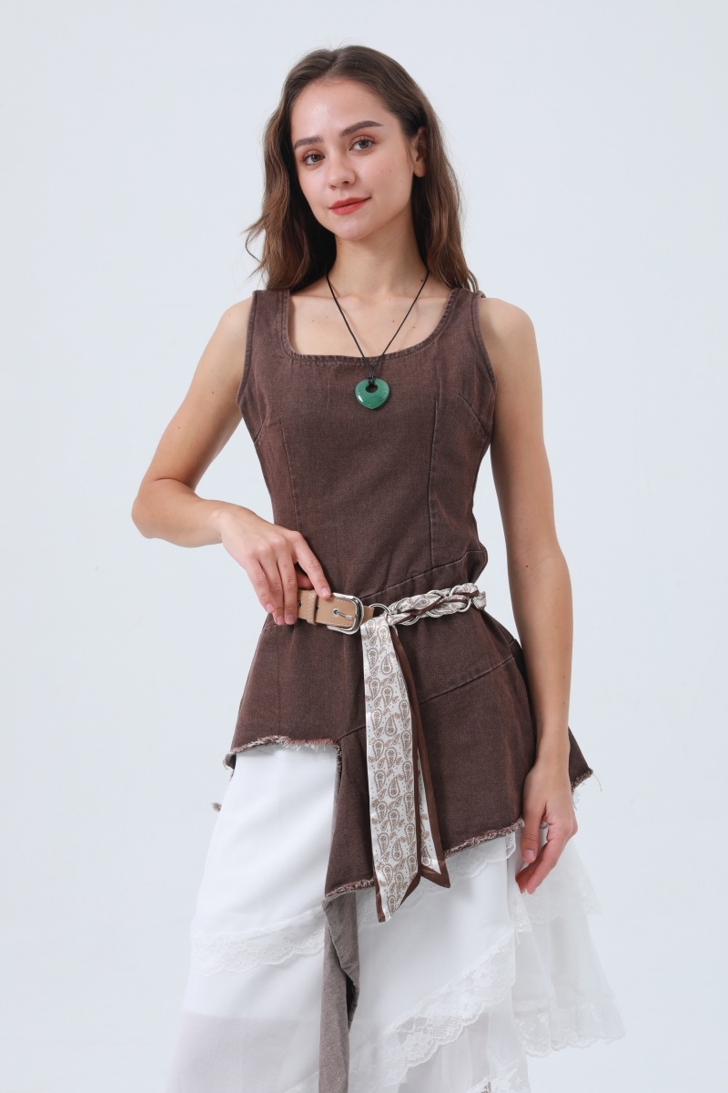 Studded vegan leather belt for women cashew print satin accent