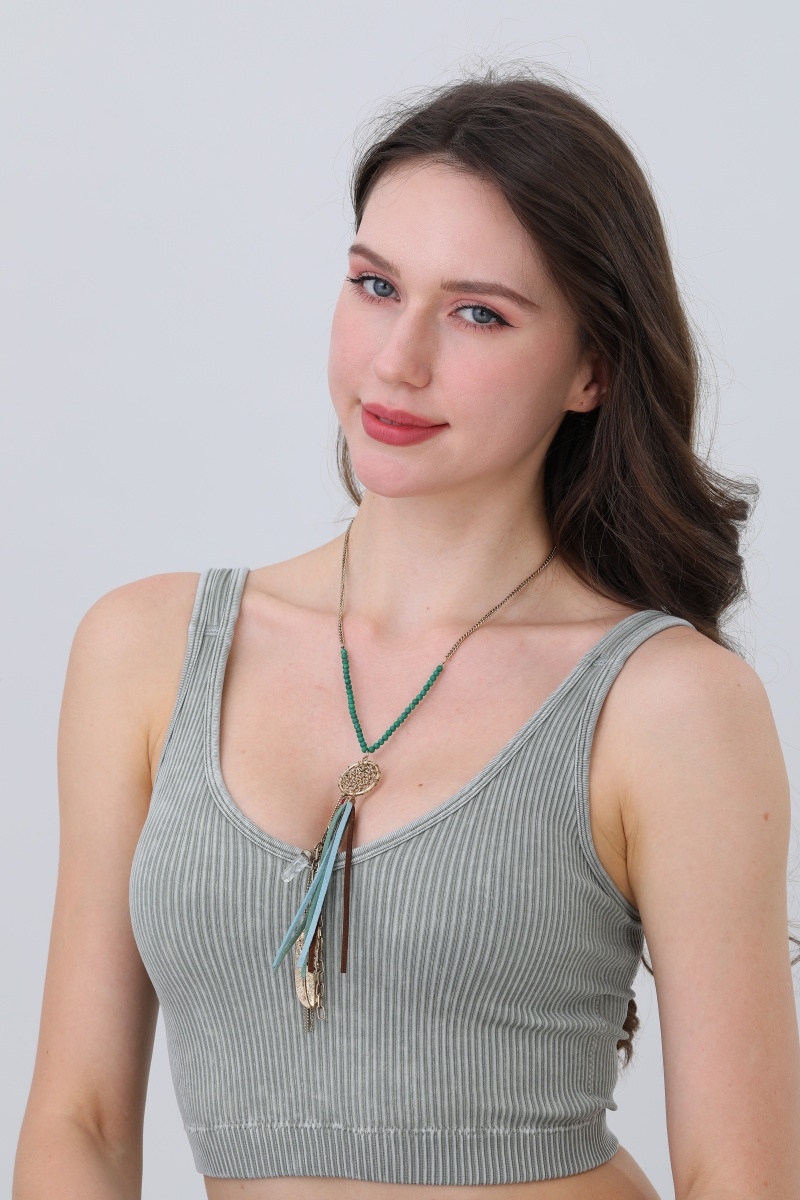Tassel   beaded charm necklace 3